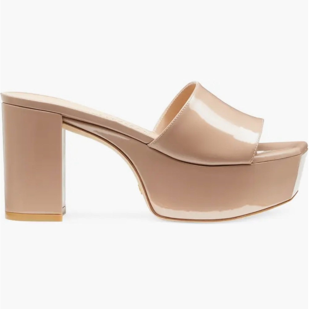 Stuart Weitzman Squarehigh Platform 95 slide sandal Elegant Nude Platform Heels